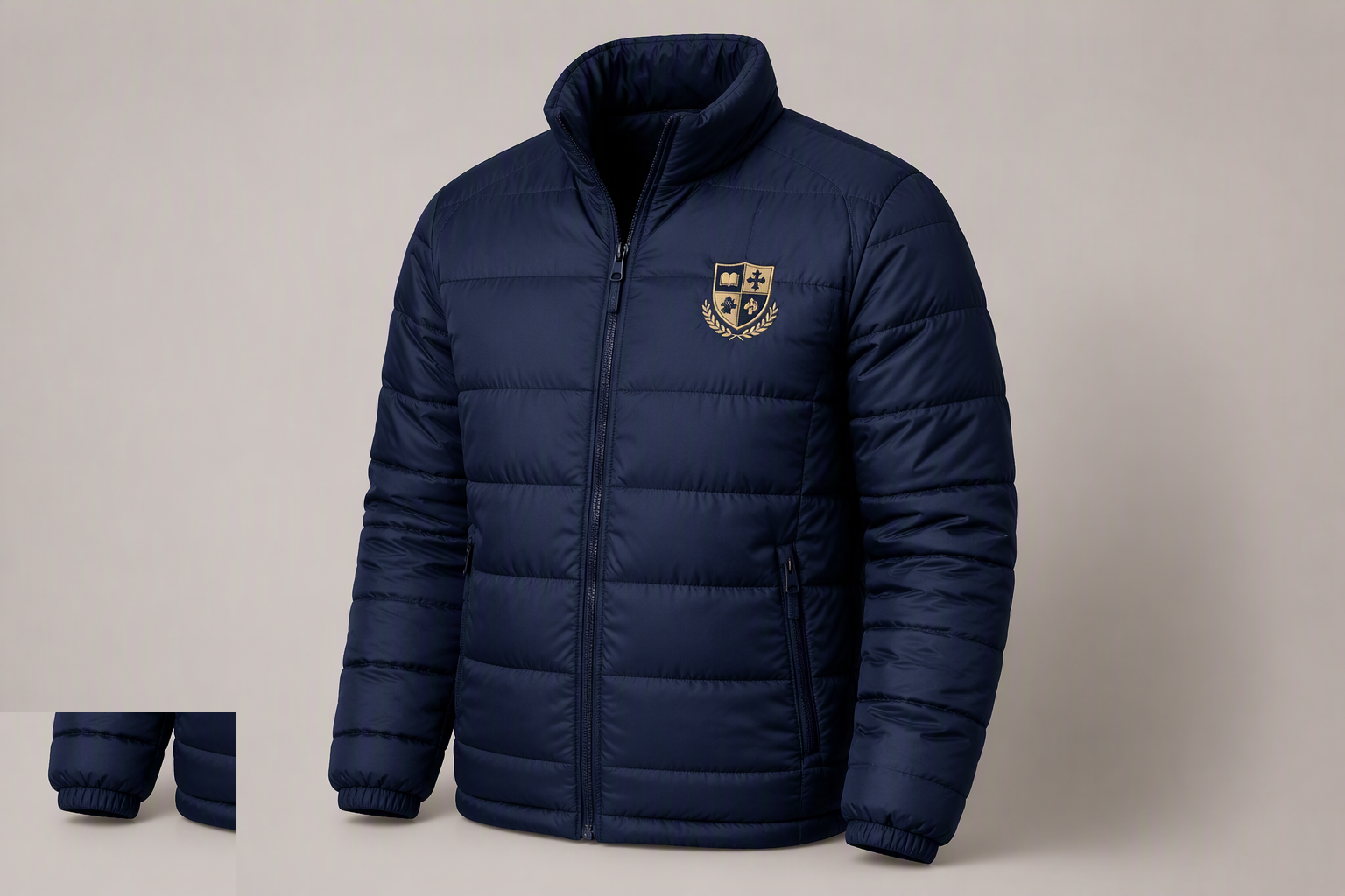 Stylish navy puffer jacket